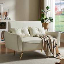 48" Faux Leather Loveseat Sofa, Modern Small Couch For Small Space With 2 Pillows, 2 Seater Futon Couch For Living Room, Bedroom, Office, Apartment (),24327508 - 白色 - 查看 1