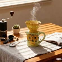 Handpainted Ceramic Classic Oil Painting Series - Vase, Canister, Sugar & Creamer, Coffee Filter Cup, Teapot, Butter Dish, Home & Kitchen Tabletop Decor, Gifts (Starry Sky, Sunflower, Iris)