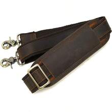 Polare Full Grain Leather Adjustable Replacement Shoulder Strap With Metal Hook For Briefcase Messenger Shoulder Duffel Bag