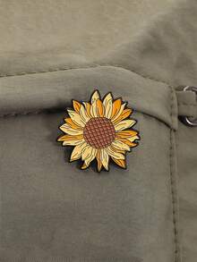 1pc Floral Enamel Sunflower Brooch Pin, Cartoon Lapel Badge For Backpack, Fashion Jewelry Suitable For Men And Women, Daily Wear, Gift For Friends