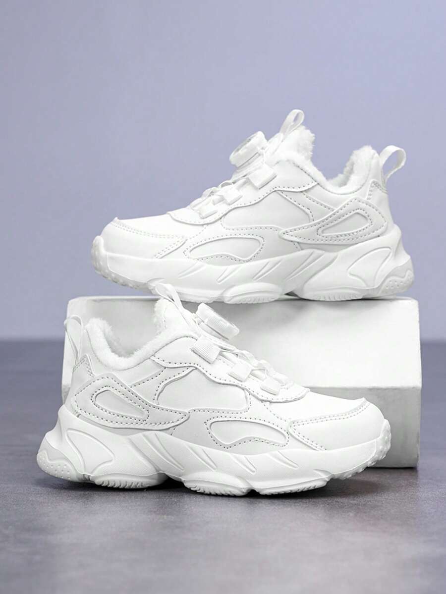 Pantofi sport casual căptușiți cu pluș pentru copii, de iarnă, călduroși, ușori și confortabili