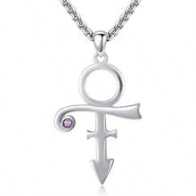 Prince Symbol Necklace Sterling Silver Prince Pendant Necklace For Men Prince Symbol Jewelry Gifts For Prince Fans Black White