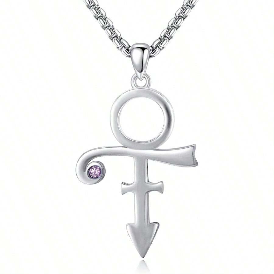 Prince Symbol Necklace Sterling Silver Prince Pendant Necklace For Men Prince Symbol Jewelry Gifts For Prince Fans Black White