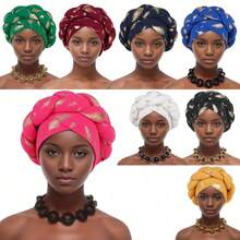 Temsiyin New Bronzing Braided Headgear Headscarf Hat Muslim Hat African Hat - màu xanh lá - Xem 3