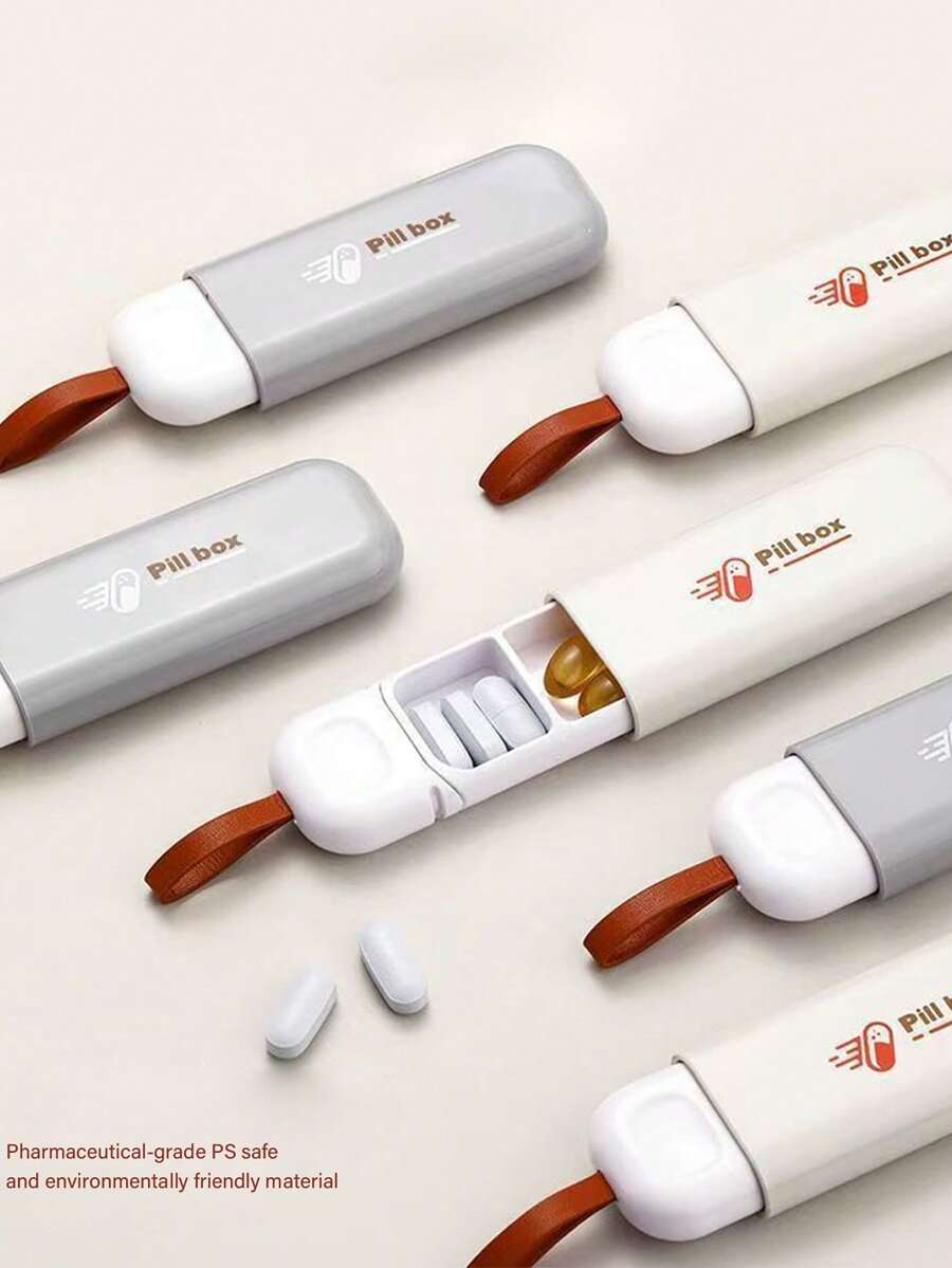 便携式药丸收纳盒,紧凑型日常用药储存容器 - 彩色 - 查看 1