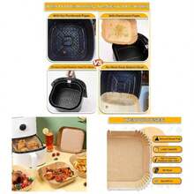 Papel para freidora de aire 125 piezas 9 pulgadas silicona doble cara cuadrado antiadherente para hornear microondas sartn - Cuadrado - Ver 1