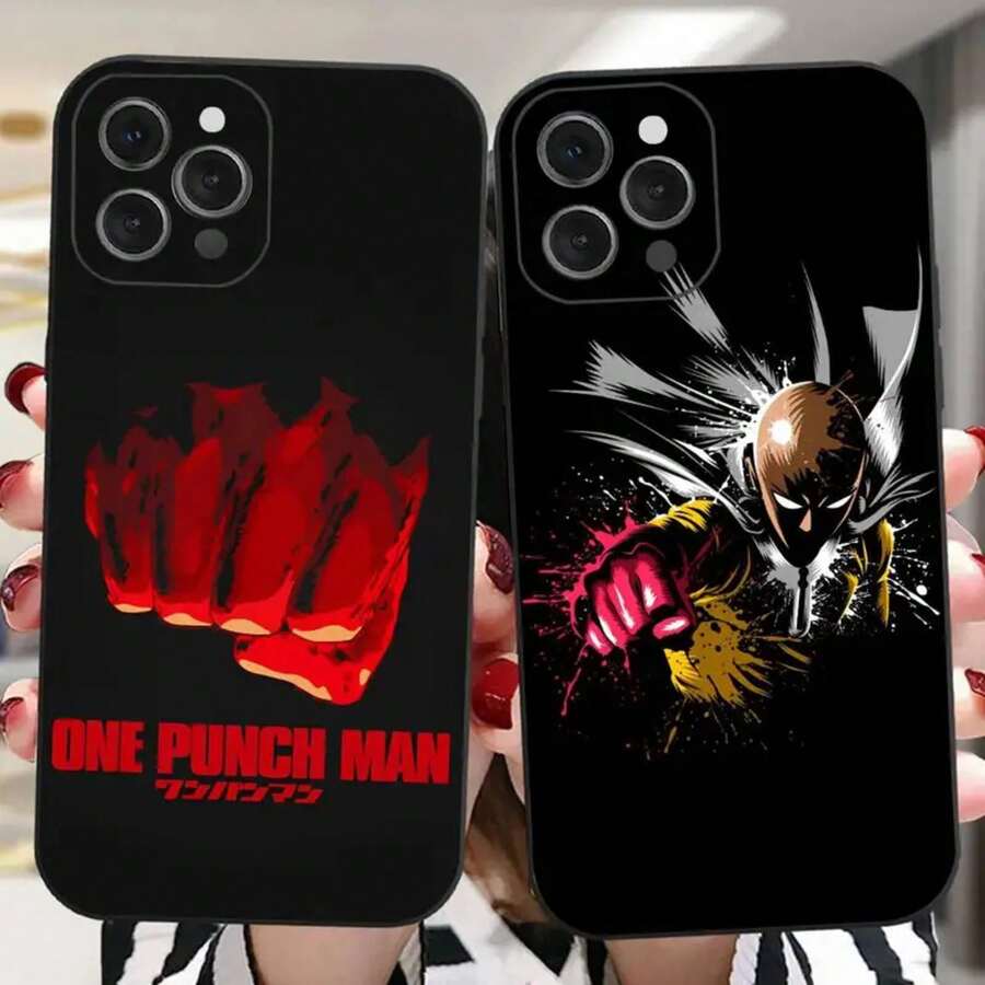 1pc One Punch Man Phone Case Covercompatible with  16 15 14 13 Pro Max 11 12 Mini X Xs XR Se 2022 Black Silicone Cover,Covercompatible with  17 Hülle, 17 pro Hülle, 17 promax Hülle - z8 - Übersicht 1