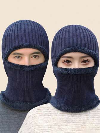 Pasamontañas para hombre de invierno, máscara de punto a prueba de viento que cubre el cuello y la cara completa, pasamontañas con 1 agujero, de forro polar para hombre y mujer en invierno