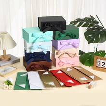 蝴蝶结丝带礼品包装盒 纪念品礼品盒 一体式折叠盒 生日礼物硬盒 一体式化妆品礼品盒 节日礼品包装盒 - 彩色 - 查看 2