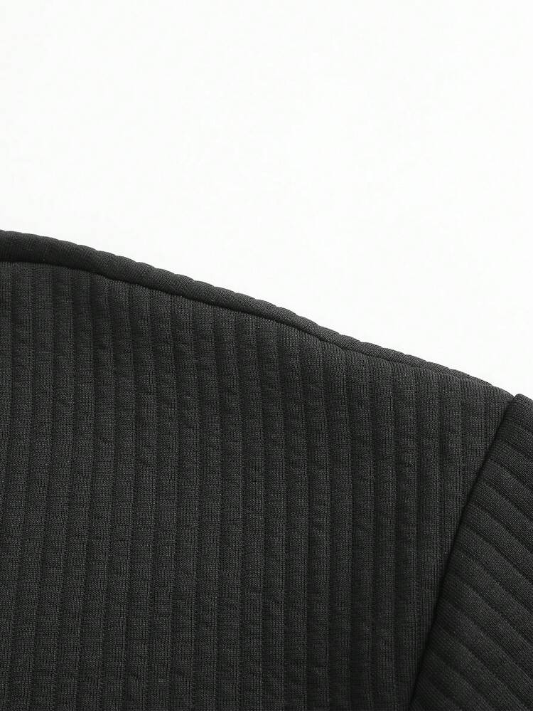 ملابس علوية بولو رجالي بياقة على شكل حرف V باللون الأسود، تصميم جديد وأنيق للربيع والخريف - الأسود - مشاهدة 4