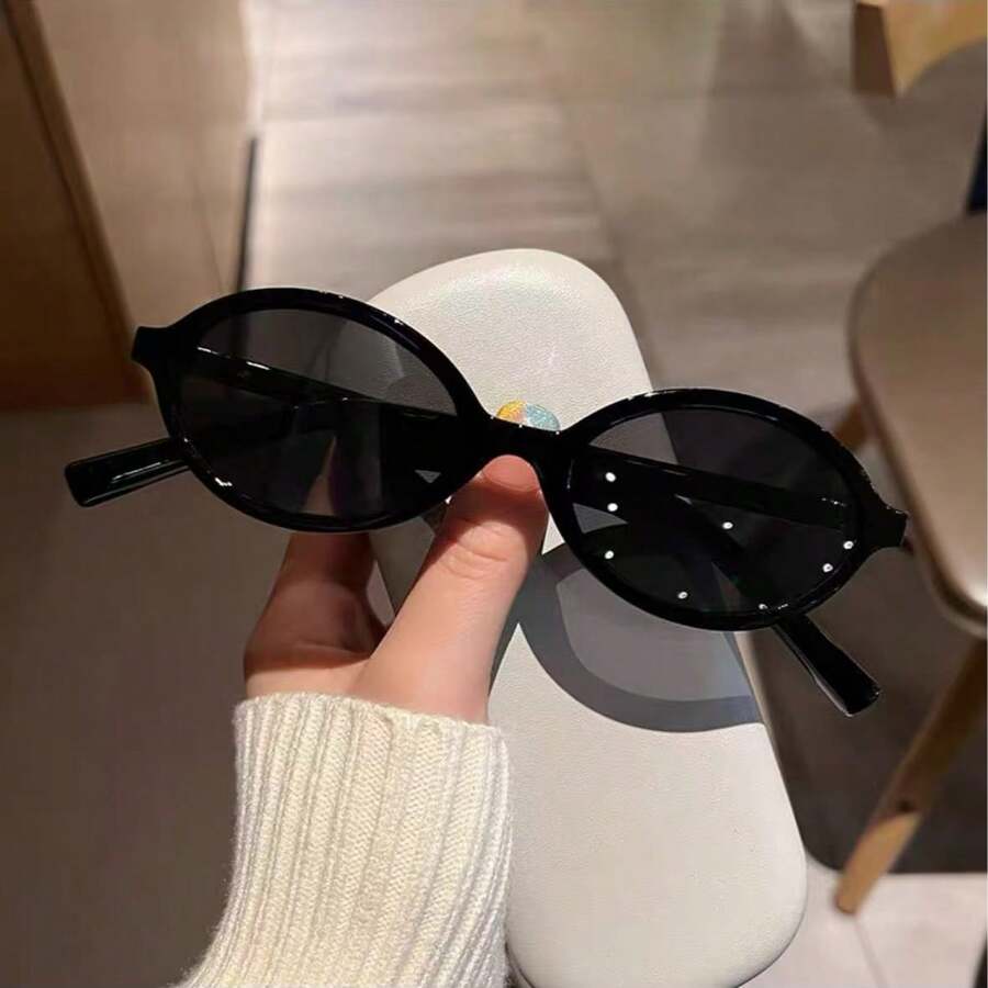 Simple Oval Fashion , Women's Retro Small Black Brown Leopard Print Luxury Minimalist Brand Design - 黑色 - 查看 1