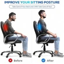 Gel Seat Cushion - Non- Egg Seat Cushion Chair Pads - Office Chair Car Seat Cushion For Sciatica & Back Pain Relief - Coccyx Cushion For Home, Wheelchair, Computer, Desk Chair, Truck - Black - View 5