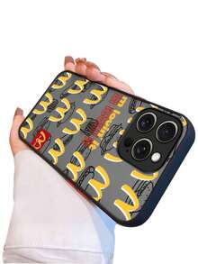 Phone Case For IPhone 11 12 13 14 15 16 Pro Max 14 Plus 15 Plus 16 Plus Complete Package Transparent Black Matte With McDonald's Pattern Funny Phone Case - 黑色 - 查看 11