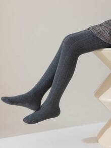 1/2pcs Girls Leggings, Solid Colors Khaki, Apricot, Beige, Gray, Skinny, Vertical Stripes, School Style, Princess, Full Length Tights, Suitable For All Seasons, Autumn/Winter, Fashion & Versatile