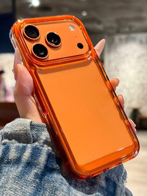 Luxury Transparent Shockproof Armor Orange Phone Case Compatible With IPhone 17 Pro Max 17 Pro Clear Bumper Acrylic Cover