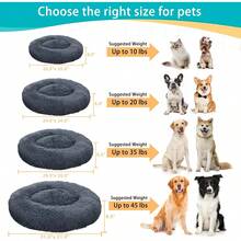 Calming Donut Fluffy Anti-Anxiety Round Washable Cute Plush Cozy Cuddler Warming Soft Comfort Pet Bed For Small To Medium Dogs And Cats, 20-Inch, Light Grey & White - Màu xám đen - Xem 5