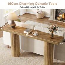 LITTLE TREE 160 Cm Extra Long Console Table, Rectangular Foyer Table, Wooden Sofa Table Behind Couch, Farmhouse Wooden Entrance Table For Living Room, Hallway, Entrance - Brown - View 3