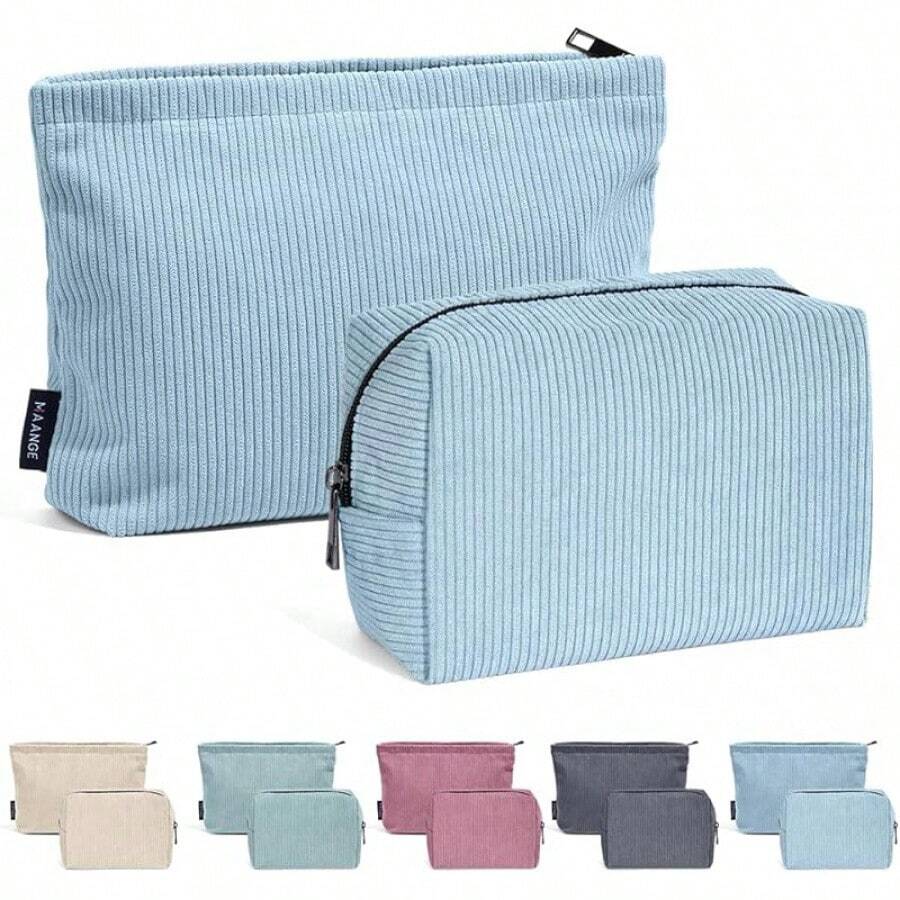 Almacenamiento deéticos Bolsa de Maquillaje Pequeña 2 Pcs Bolsa deéticos de Pana Estépara Mujer Bolsa para Maquillaje Cosmetiquera para Maquillaje para Viajar Neceser Mujer Portátil(VERDE) - Azul - Ver 1