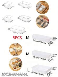 1/3 件厨房抽屉隔间储物盒、桌面储物盒、餐具分类整理储物盒、厨房用具储物、清洁工具整理。 - 白色 - 查看 17