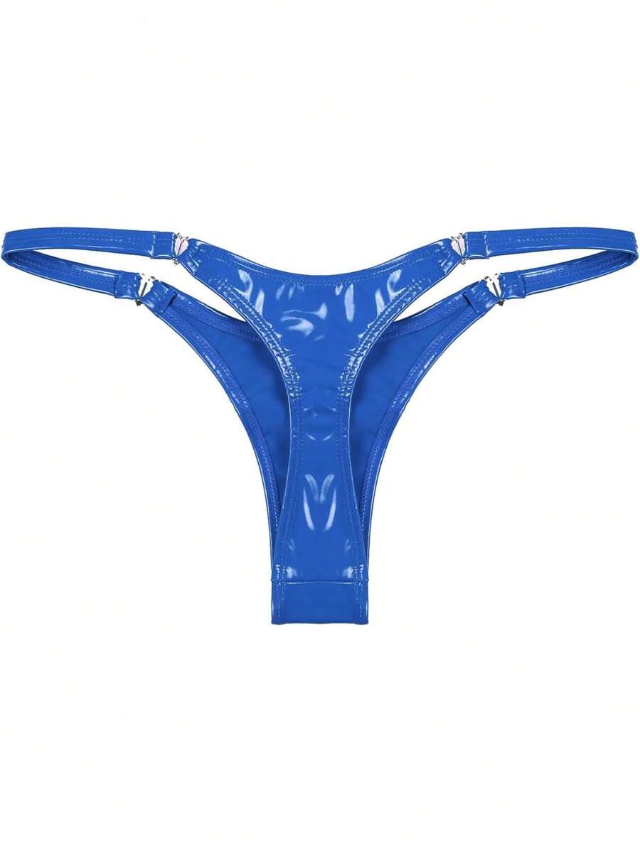 Womens  Metallic Micro Thongs Underwear Latex Panties Low Rise G-String Briefs Clubwear Womens Sexy Low Rise Micro Back G-String Thongs T-Back Tiny Panties Underwear Women's Metallic Shiny Low Rise G-String Thong Micro Panties Sexy Lingerie Underwear Clip Y Back Thong, Wet Look Thong G-String Thongs For Women Micro Thong Sexy Low Rise Leopard Print T-Back Thong Underwear Plus Size Women's Bikini - 藍色 - 查看 1