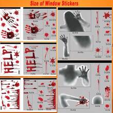 Halloween Window Clings 7 Sheets 43 PCS Double Side Halloween Window Stickers Removable Glass Decals For Halloween Window Decorations Indoor