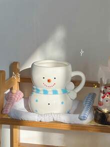 12盎司陶瓷雪人围巾杯，可爱的节日咖啡杯，适合舒适的冬季热巧克力、咖啡、牛奶、拿铁、摩卡、卡布奇诺、圣诞家居装饰、节日餐具、圣诞礼物 - 彩色 - 查看 4