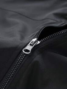 Plus Size Men's Casual, Sports, Outdoor Lightweight Zip-Up Hooded Jacket, Spring/Autumn - Black - View 3