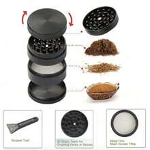 NEW! Crusher Herb Spice Metal Alloy Portable 4 Grind - Black - View 4
