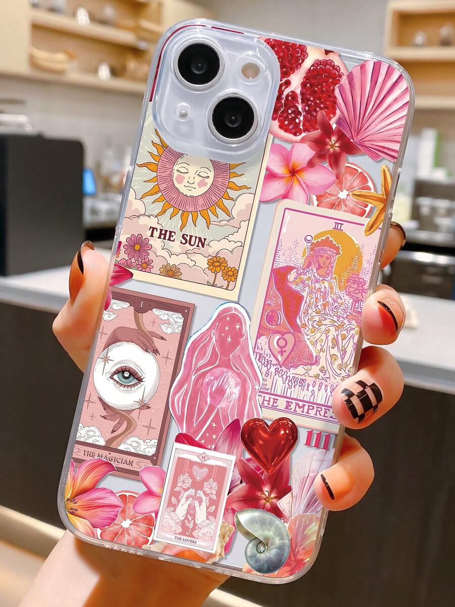 1个花卉图案透明TPU全包防震防指纹手机壳，兼容三星Galaxy 16 Pro/16 Plus，兼容 15/15 Pro Max/15 Pro，11/12/13/14 Pro Max，11 Pro/11 Pro Max，12 Pro/12 Pro Max，13 Pro/13 Pro Max，14 Pro/14 Pro Max，软壳，高端创意设计 - 彩色 - 查看 1