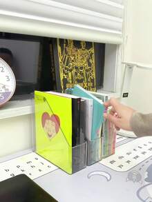 1pc Multi-Functional Desktop Book Stand - Holds Upright, Transparent Storage Box With Multi-Grid Design, Portable Document Organizer For Office, Study, And Home Use - Space-Saving, Durable, And Easy To Assemble