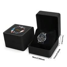 Custom Name Portable Single Watch Box PU Leather Protective Storage Organizer With Soft Interior Durable Watch Display Case Gift Case For Men Women Watch Collectors Enthusiasts - Black - View 2