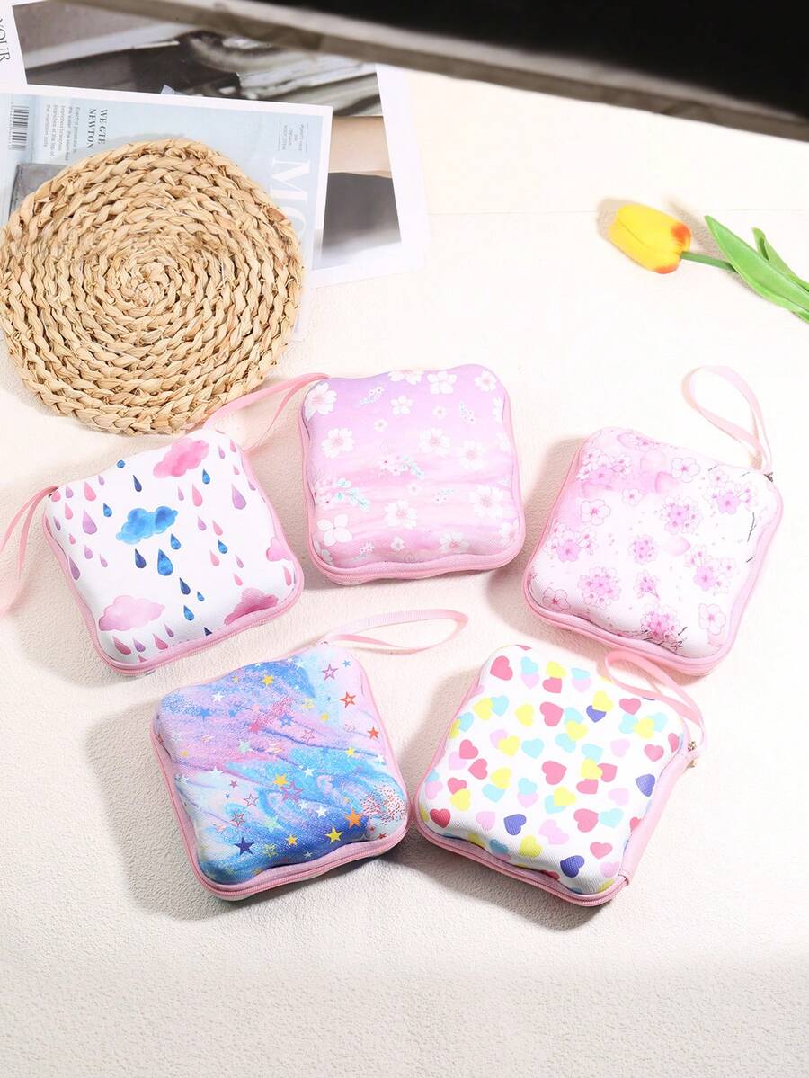 Colorful Printed Earphone, Cable, Charger, Hard Drive Protective Storage Pouch, Portable Zipper Shockproof Organizer Case Cable Organizer Electronic Organizer Storage Bag Waterproof For Travel For Tech For Women For Men Charger Bag Charger Case Waterproof Bag Travel Essentials - Multicolor - View 1