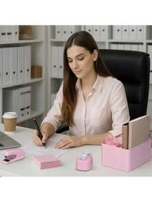 1pc Mini Desktop Organizer With 2 Drawer, Multi-Functional Pencil Pen Holder For Desk, Simple And Creative Stationery & Office Supplies Storage Box For School, Office, Dorm, Multi-Compartment Organizer, Makeup Organiser, Back To School Supplies, Holiday Gift, Christmas Present - Hồng - Xem 2