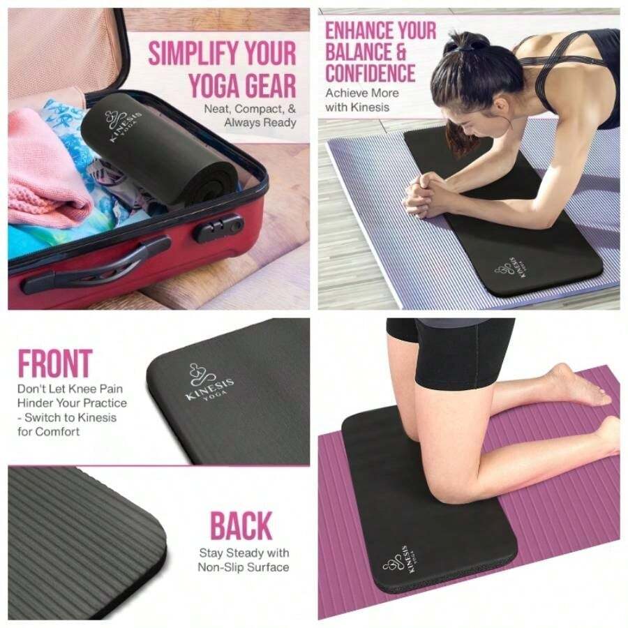 - Rodillera de, 0.6 pulgadas 15 mm de grosor, sin dolor, para entrenamiento en casa, fcil en las rodillas, muecas y - Negro - - Ver 1