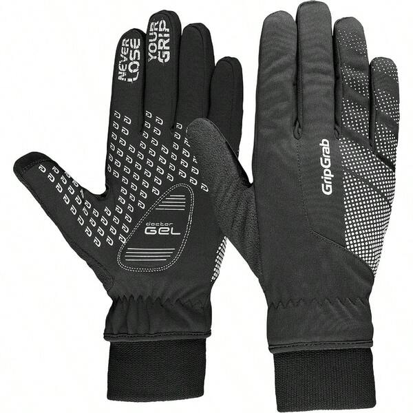 Ride Windproof Winter Thermal Full Finger Padded Cycling Gloves Fleece Lined TouchscreenCompatible Black HiViz