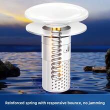 1 pieza Tapón de drenaje de fregadero con tapa de cerámica resistente (núcleo de latón) con cesta resistente a obstrucciones, adecuado para baño, cocina - Filtro de drenaje de bañera/ducha, atrapa pelos, tapón de drenaje fácil de instalar