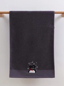 QIBHI 純棉聖誕浴巾/節日毛巾，棉毛圈繡花聖誕帽雪人，1 條浴巾或 1 條毛巾，聖誕禮物，情侶派對毛巾/浴巾，聖誕裝飾 - 灰色 - 查看 12