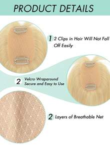 Human Hair Topper With Bangs Bleach Blonde New Upgrade Hair Toppers For WomenCovers Gray &Adds Volume Lightweight Seamless Hair Topper Silk Base Clips In Topper - S613 - View 4