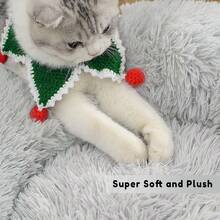 Calming Soft Round Dog & Cat Bed, Anti-Anxiety Donut Cuddler Warming Cozy Fluffy Faux Fur Plush Cushion Bed For Small Medium Pets (20"/24"/27"/30"), Light Grey - Sương giá Shag - Xem 3