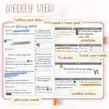 Jubtic Planner Pro Non-Dated Weekly Monthly Agenda Planner - A5 Appointment Book - Lime Green - View 2