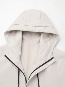 Men's Hooded Zip-Up Jacket - Outdoor Jacket, Casual Streetwear Coat With Zipper Pockets, Suitable For Spring/Autumn, Sports, Travel - Khaki - View 4