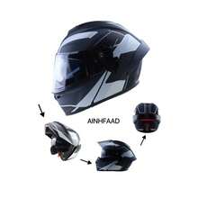 AINHFAAD Breathable Motorcycle Helmet Flip Up With Dual Visor Inner Blue Lens Anti Glare All Season Warm  Unisex Riding Helmet, 202 - Gray Multidimensional Space - View 1