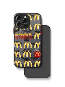 Phone Case For IPhone 11 12 13 14 15 16 Pro Max 14 Plus 15 Plus 16 Plus Complete Package Transparent Black Matte With McDonald's Pattern Funny Phone Case - 黑色 - 查看 3