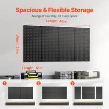 Metal Pegboard Panels, 24" X 12" Pegboard, 4 Panels, Heavy Duty Steel Peg Board Wall Organizer, For Living Room Garage Tool Storage Workbench Office Organization Craft Room Kitchen Home, Black - 24" x 12" 4 Panels - 查看 4