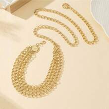 Minimalist Geometric Multi-Layer Coin Adjustable Waist Chain For Women, Solid Color Bohemian Zinc Alloy Waist Belt, Suitable For Daily, Party, Date, Spring/Summer/Autumn/Winter - Four Layers Of Coins - View 3