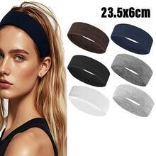 6pcs Women's Multi-Color Solid Color Sports Sweat-Absorption Headband, Running Fitness Hair Band For Protecting Forehead Casual Yoga Headband Pack Set For Women Men In Black White Grey Brown Sport Headband Pack For Women Men Athletic Hairband In Black White Grey Brown Navy Blue