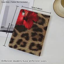 Funda protectora para tableta con estampado floral rojo y de leopardo audaz en un solo diseño - Ideal para individuos y amantes de la moda con accesorios de tableta con temática de moda, funda tipo folio protectora con soporte para bolígrafo