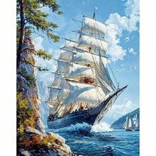 1pc Diy Paint By Numbers Kits For Adults Boat Decorative Painting With Numbers Handicrafts For Diy Gift Home Decor 40x50cm/16x20inch Without Frame