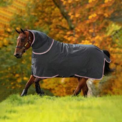 1PC Horse Blanket For Horses Winter - 1000D Polyester Black Horse Blankets Heavy, Horse Sheet Turnout Blanket Windproof&Breathable Thickened With Neck Cover