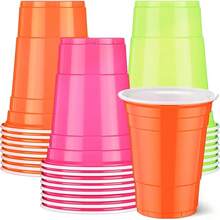 24 Pack 16 Oz Neon Plastic Cups Disposable Colorful Party Cups, Bachelorette, Wedding, Birthday Party Supplies Neon Drinkware Decorations Pink, Orange, Green - Pink, Orange, Green - View 1